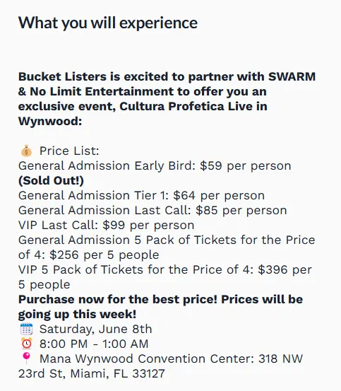 Sold-out tickets for Cultura Profética