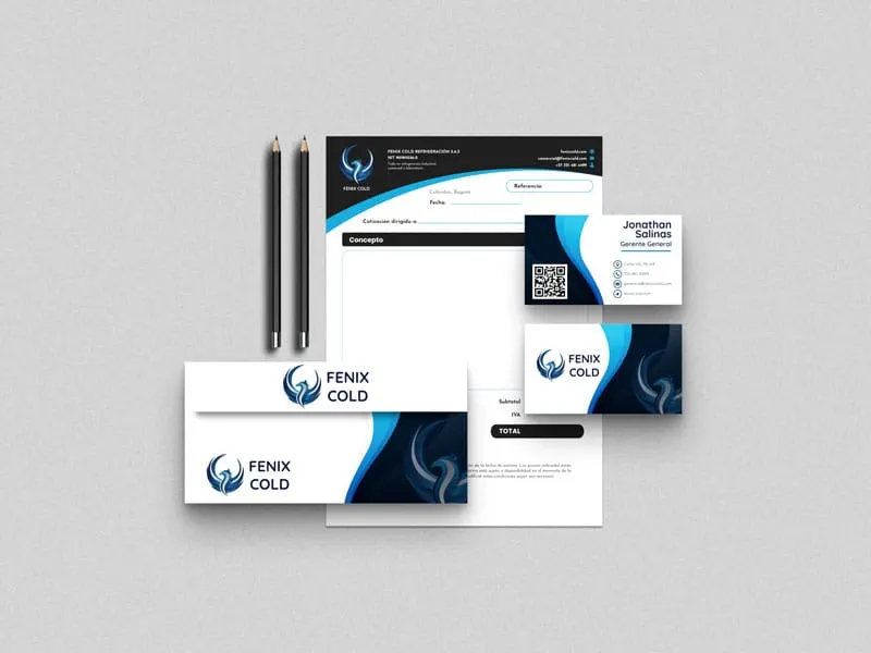Papelería corporativa de Fénix Cold