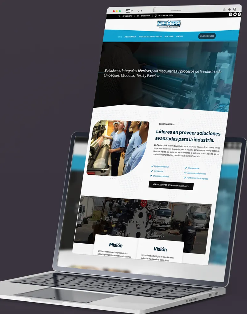 Industrial website designed by Lumia MKT