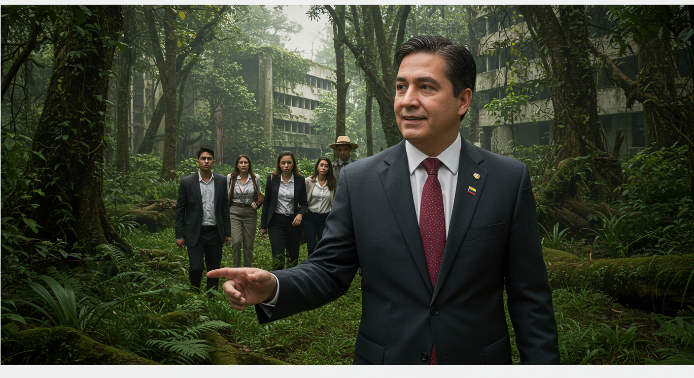 Empresario guiando a un equipo en una selva, simbolizando la orientación estratégica de Lumia MKT, agencia de marketing digital en Colombia.