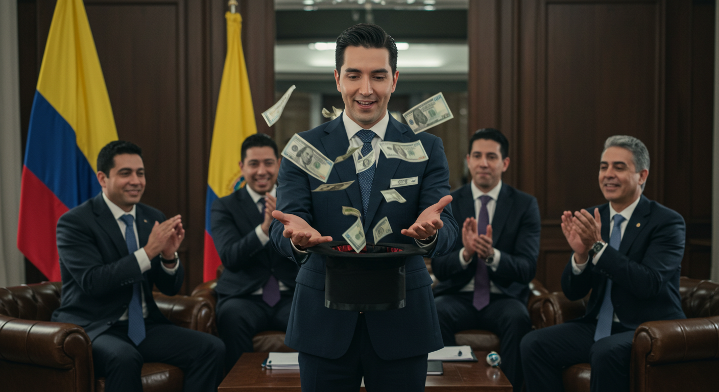 Empresario realizando trucos de magia con billetes, ilustrando los resultados sorprendentes de Lumia MKT, agencia de marketing digital en Colombia.